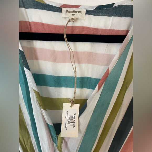 WORLD MARKET Striped V Neck Maxi Dress Size L/XL - Picture 4 of 4